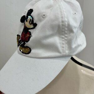 Walt Disney World White Sequined Mickey Mouse Adjustable Hat Cap